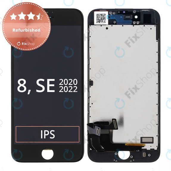 Apple iPhone 8, SE (2020), SE (2022) - LCD Display + Touchscreen Front Glas + Rahmen (Black) Refurbished