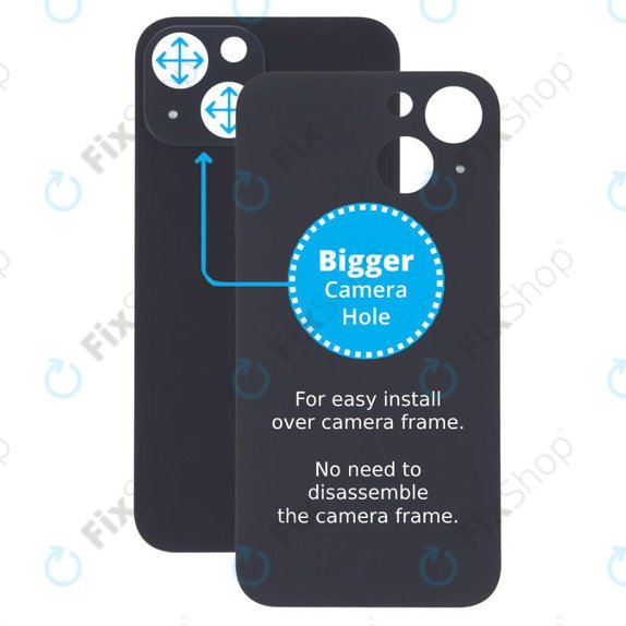 Apple iPhone 13 Mini - Backcover Glas Vergrössertes Ringloch für die Kamera (Midnight)