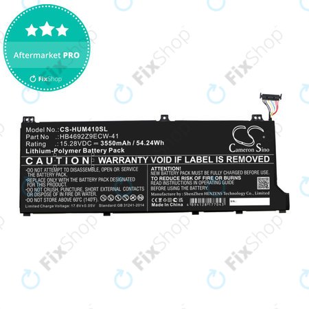 Batterie für Honor MagicBook 14, Huawei MateBook D14, MediaPad D14, MagicBook 14, 3550mAh, Li-Pol, 15.28V, HB4692Z9ECW-41, HQ