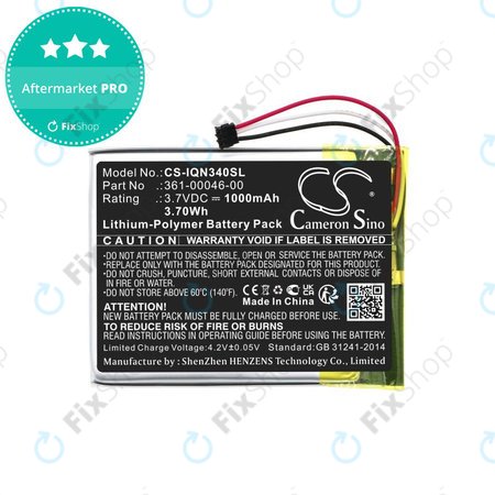 Akku batterie für Garmin Dash Cam 20, Nuvi 3400, 1000mAh, Li-Pol, 3.7V, 361-00046-00, HQ