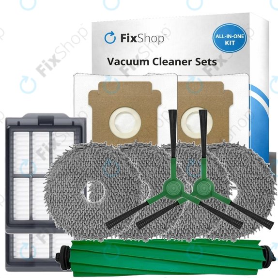 Ersatzteilset für iRobot Roomba Plus 405 Combo, 505 Combo (1x Hauptbürste, 2x Filter, 2x Seitenbürste, 4x Wischtuch, 2x Staubbeutel)