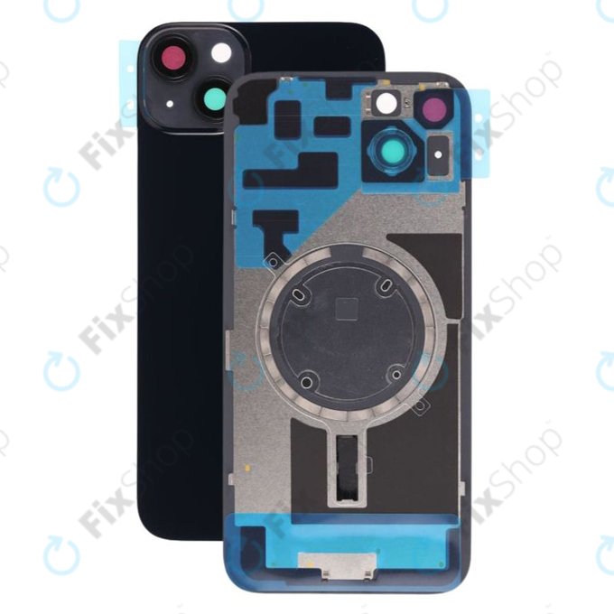 Apple iPhone 14 Plus - Rückgehäuseglas + Kameraglas + Metallplatte + Magsafe-Magnet (Midnight)