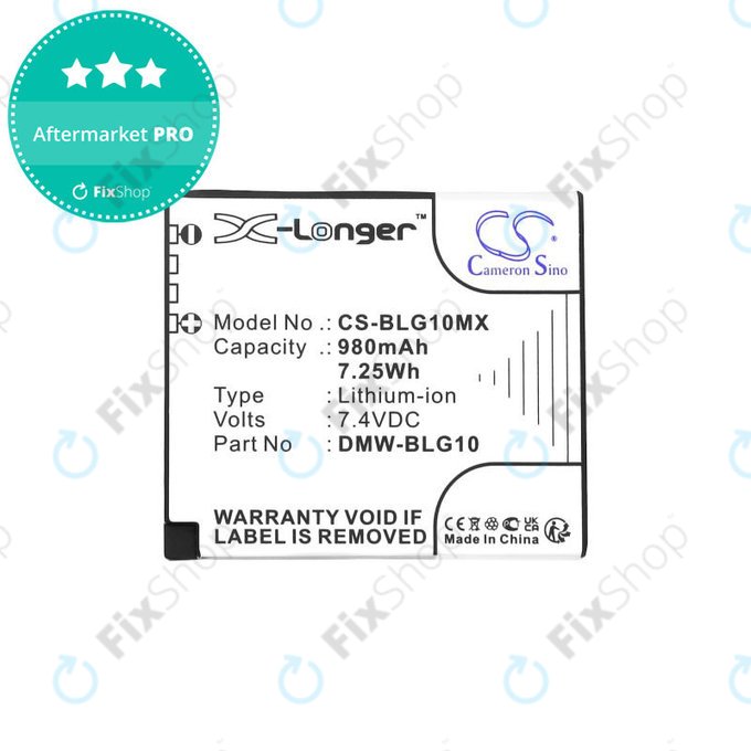 Akku batterie für Leica D-Lux Type 109, Panasonic Lumix DMC-GF3, GX7, LX100, 980mAh, Li-Ion, 7.4V, DMW-BLG10, HQ