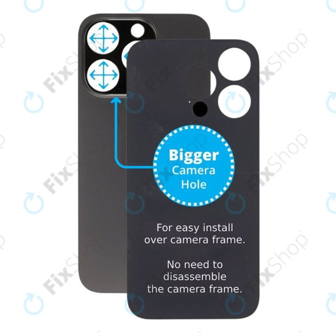 Apple iPhone 14 Pro - Backcover Glas Vergrössertes Ringloch für die Kamera (Space Black)