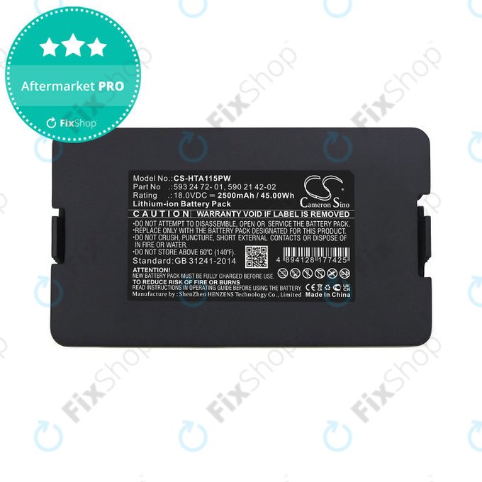Akku batterie für Flymo Easilife 800, Gardena Sileno Life 1250, Husqvarna Automower 520, 2500mAh, Li-Ion, 18V, 593 24 72-01, HQ