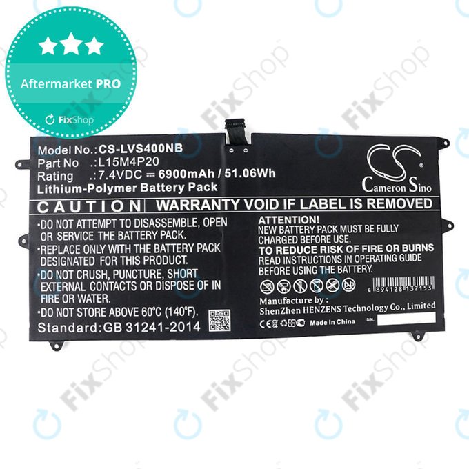Akku batterie für Lenovo Yoga 4S, 900S, 6900mAh, Li-Pol, 7.4V, L15M4P20, HQ