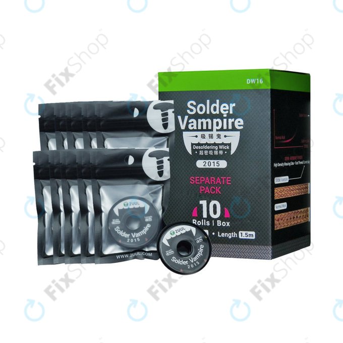 Entlötlitze, Solder Vampire, 2UUL DW16, einzeln verpackt, 10 Rollen/Box
