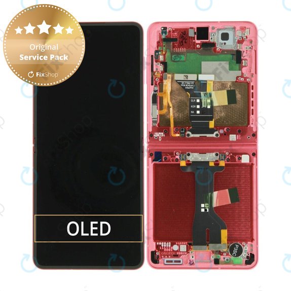 Samsung Galaxy Z Flip 7 F766B - LCD Display + Touchscreen Front Glas + Rahmen (Coralred) - GH82-37581D Genuine Service Pack