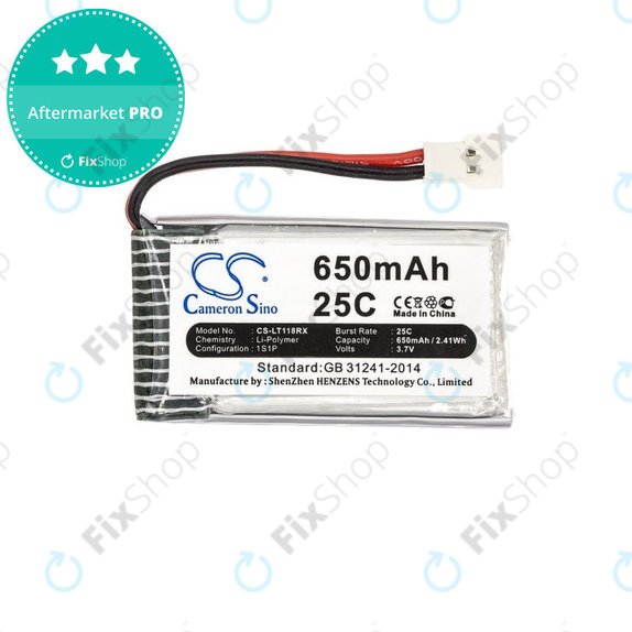 Akku batterie für Hubsan X4 H107, 650mAh, Li-Pol, 3.7V, H107C-A24, HQ