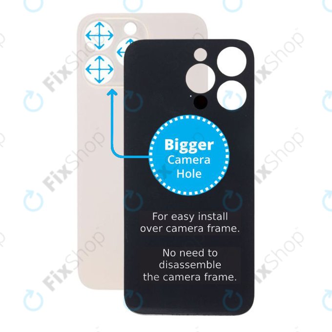 Apple iPhone 14 Pro Max - Backcover Glas Vergrössertes Ringloch für die Kamera (Gold)