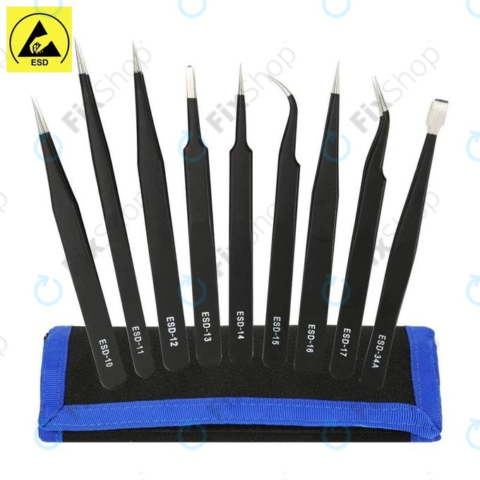 ESD Antistatik-Edelstahl-Pinzetten-Set 9in1