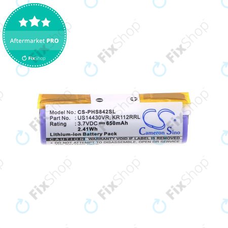 Akku batterie für Philips HS8420, 650mAh, Li-Ion, 3.7V, US14430VR, KR112RRL, HQ