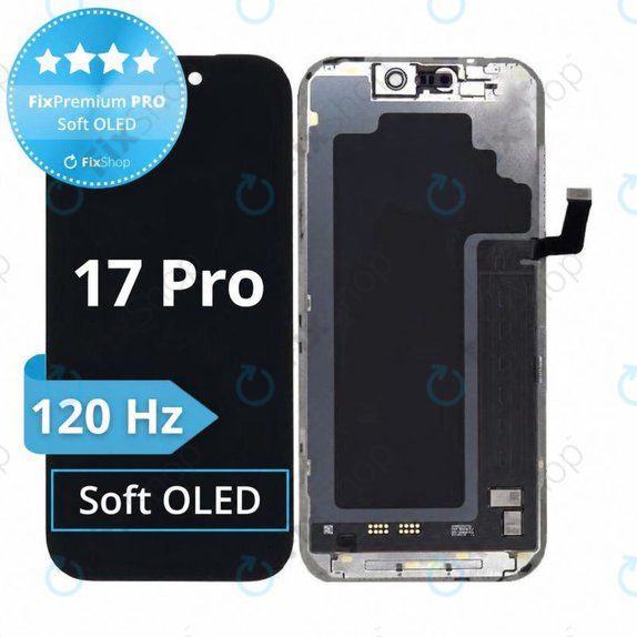 Display Soft OLED 120Hz für iPhone 17 Pro, Touchscreen-Glas mit Rahmen, FixPremium PRO
