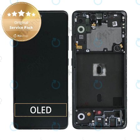 Samsung Galaxy A51 5G A516B - LCD Display + Touchscreen Front Glas + Rahmen (Prism Cube Black) - GH82-23100A, GH82-23124A Genuine Service Pack