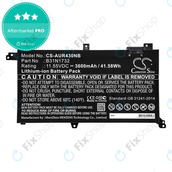 Akku batterie für Asus VivoBook S14, S430FA, 3600mAh, Li-Ion, 11.55V, B31N1732, HQ