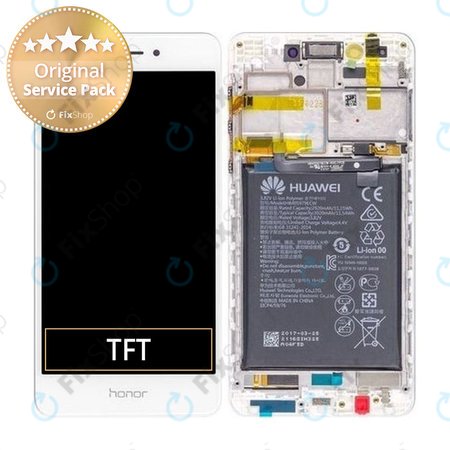Huawei Nova Smart, Enjoy 6s, Honor 6c - LCD Display + Touchscreen Front Glas + Rahmen + Akku (White) - 02351FUU Genuine Service Pack