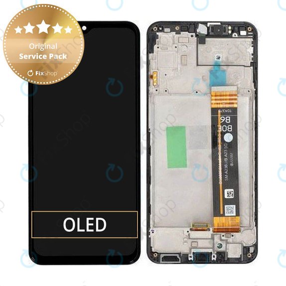 Samsung Galaxy A23 5G A236B - LCD Display + Touchscreen Front Glas + Rahmen (Black) - GH82-29734A, GH82-29735A Genuine Service Pack