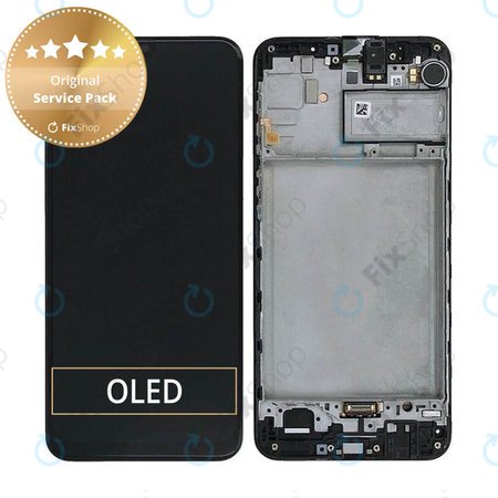 Samsung Galaxy M21 M215F - LCD Display + Touchscreen Front Glas + Rahmen (Black) - GH82-22509A, GH82-22836A, GH82-21266A, GH82-21265A Genuine Service Pack