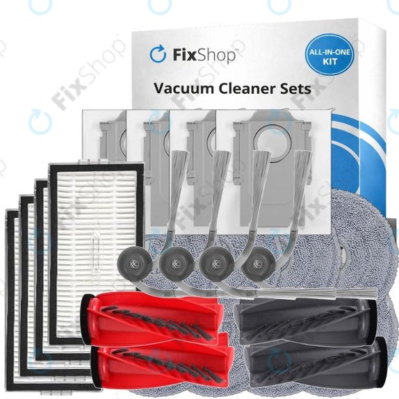 Ersatzteilset für Roborock Qrevo Edge 2 Pro (2x Hauptbürste, 4x Filter, 4x Seitenbürste, 8x Wischtuch, 4x Staubbeutel)
