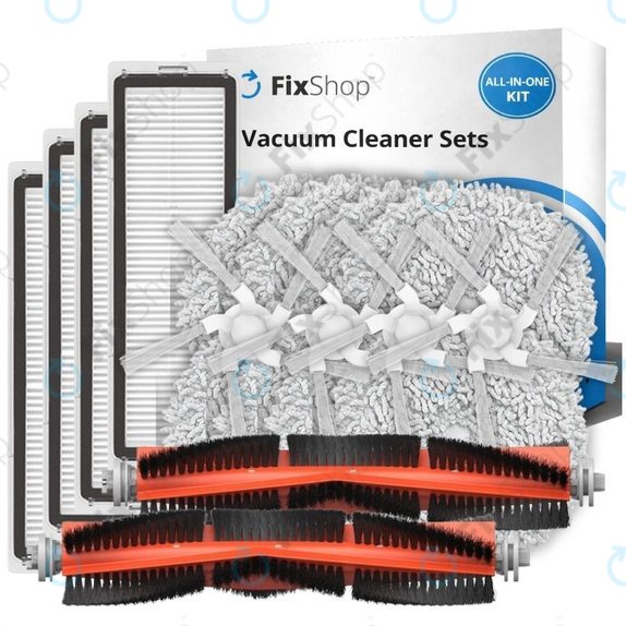 Ersatzteilset für Xiaomi Dreame Bot W10, W10 Pro (2x Hauptbürsten, 4x Filter, 4x Seitenbürsten, 4x Wischpads)