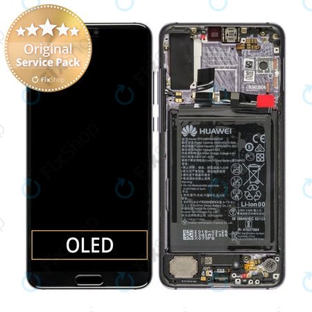 Huawei P20 Pro CLT-L29, CLT-L09 - LCD Display + Touchscreen Front Glas + Rahmen + Akku Batterie (Twilight) - 02351WTU Genuine Service Pack