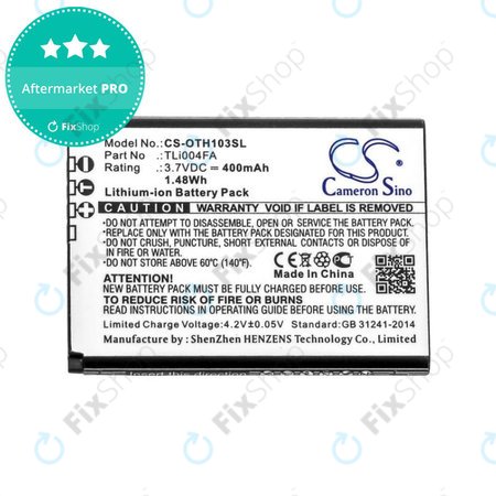 Akku batterie für Alcatel OneTouch 1013, 1035D, 1046D, 400mAh, Li-Ion, 3.7V, TLi004FA, HQ