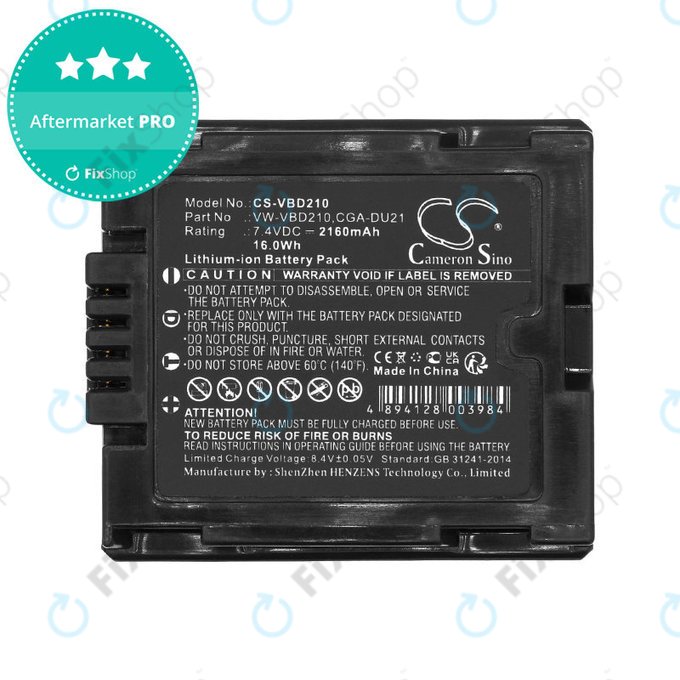 Batterie für Panasonic NV, PV, VDR, Hitachi DZ, 2160mAh, Li-Ion, 7.4V, BZ-BP14S, HQ