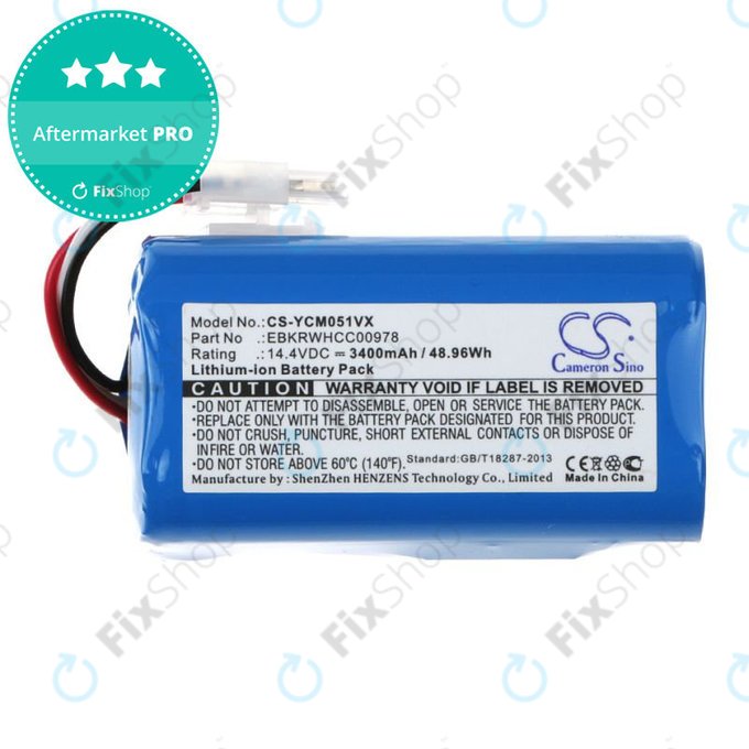 Akku batterie für iClebo ARTE YCR-M05, 3400mAh, Li-Ion, 14.4V, EBKRBKDL001039, HQ