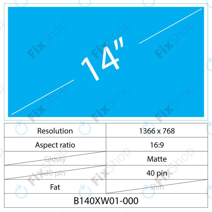 14 LCD Fat Matte LED 40 pin (linker Anschluss)