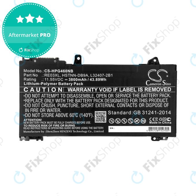 Akku batterie für HP ProBook 455, 450, 445, 440, 430 G6, 3800mAh, Li-Pol, 11.55V, RE03XL, HQ