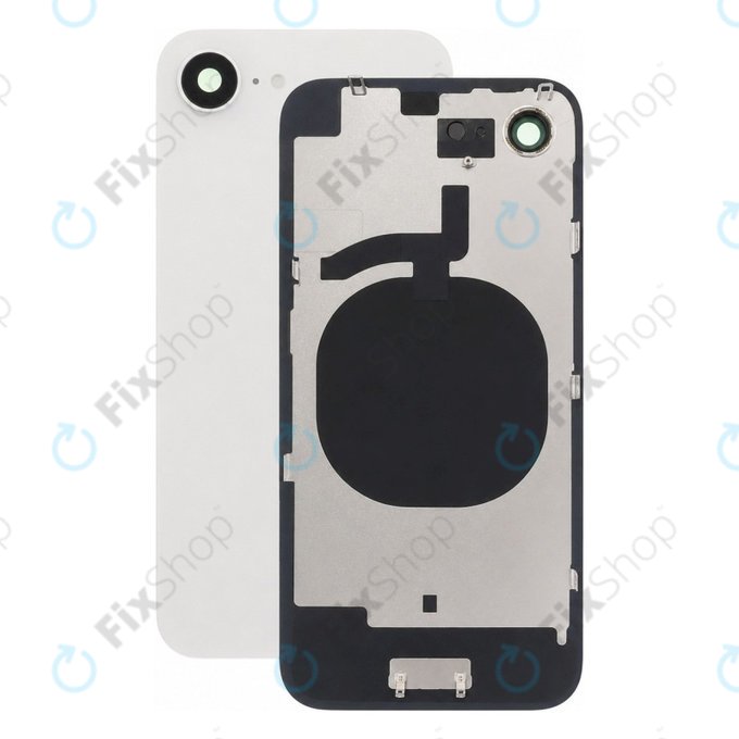 Apple iPhone 16e - Rückgehäuseglas + Kameraglas + Metallplatte (White)