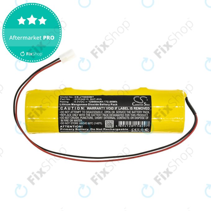 Batterie für Jablotron JA80A, 12000mAh, Li-MnO2, 6V, 2CR34615, HQ
