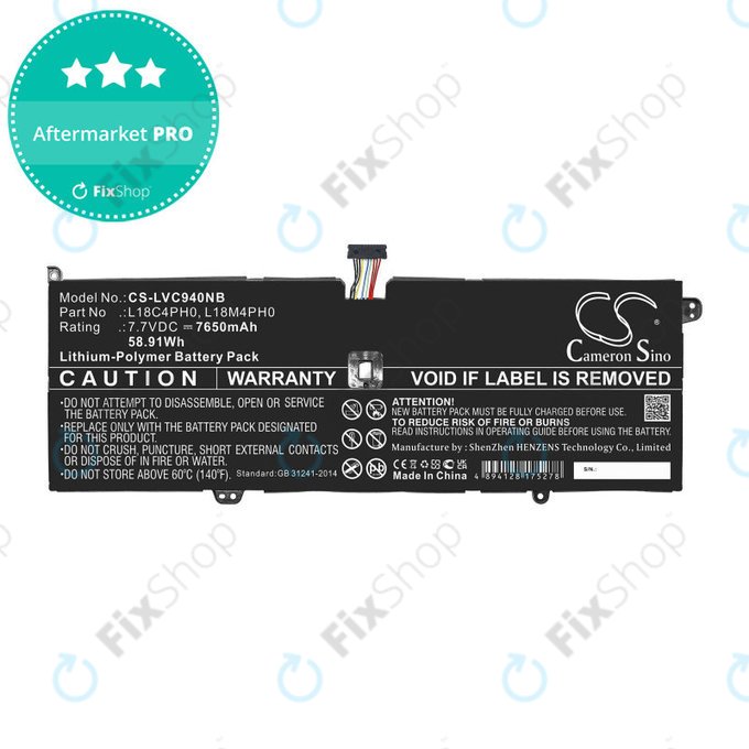 Batterie für Lenovo Yoga C940, 7650mAh, Li-Pol, 7.7V, L18C4PH0, HQ