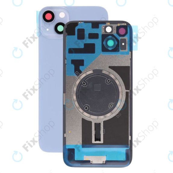 Apple iPhone 14 Plus - Rückgehäuseglas + Kameraglas + Metallplatte + Magsafe-Magnet (Blue)