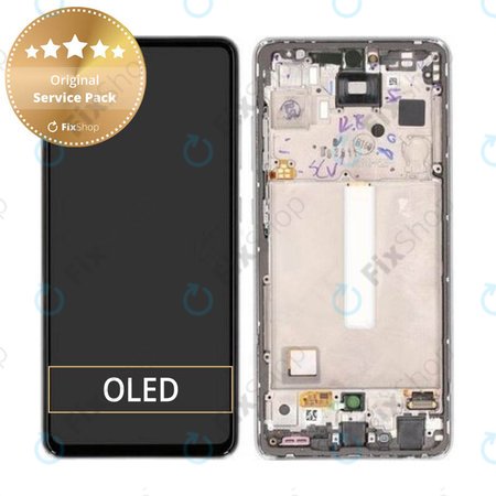 Samsung Galaxy A52s 5G A528B - LCD Display + Touchscreen Front Glas + Rahmen (Awesome White) - GH82-26861D, GH82-26863D, GH82-26910D, GH82-26909D Genuine Service Pack