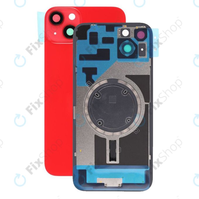 Apple iPhone 14 Plus - Rückgehäuseglas + Kameraglas + Metallplatte + Magsafe-Magnet (Red)