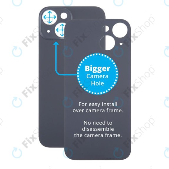 Apple iPhone 15 - Backcover Glas Vergrössertes Ringloch für die Kamera (Black)