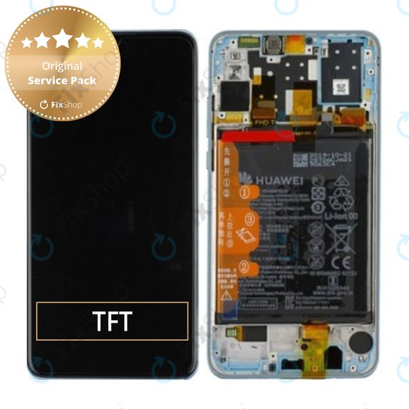Huawei P30 Lite (2020) - LCD Display + Touchscreen Front Glas + Rahmen + Akku Batterie (Breathing Crystal) - 02353FQK, 02352VBG Genuine Service Pack