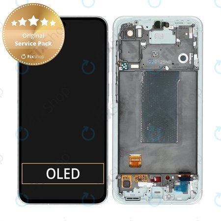 Samsung Galaxy A56 A566E - LCD Display + Touchscreen Front Glas + Rahmen (Awesome Lightgray) - GH82-36829B Genuine Service Pack