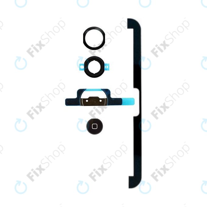 Apple iPad Mini, Mini 2 - Home Taste + Flex Kabel + Halterung + Plastik Ring + Dichtung (Black)