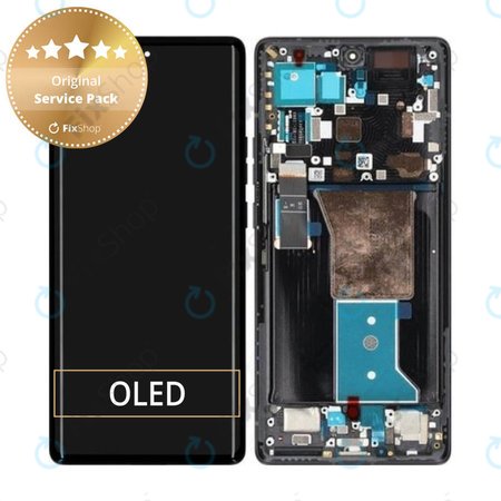 Motorola Edge 40 Pro - LCD Display + Touchscreen Front Glas + Rahmen (Interstellar Black) - 5D68C21986 Genuine Service Pack