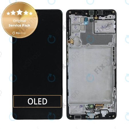 Samsung Galaxy A42 5G A426B - LCD Display + Touchscreen Front Glas + Rahmen (Prism Dot Black) - GH82-24375A, GH82-24376A Genuine Service Pack