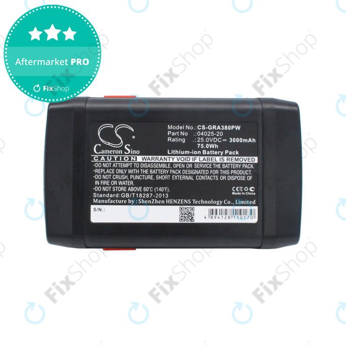 Batterie für Gardena 380 Li, 8838, 3000mAh, Li-ion, 25V, 04025-20, HQ
