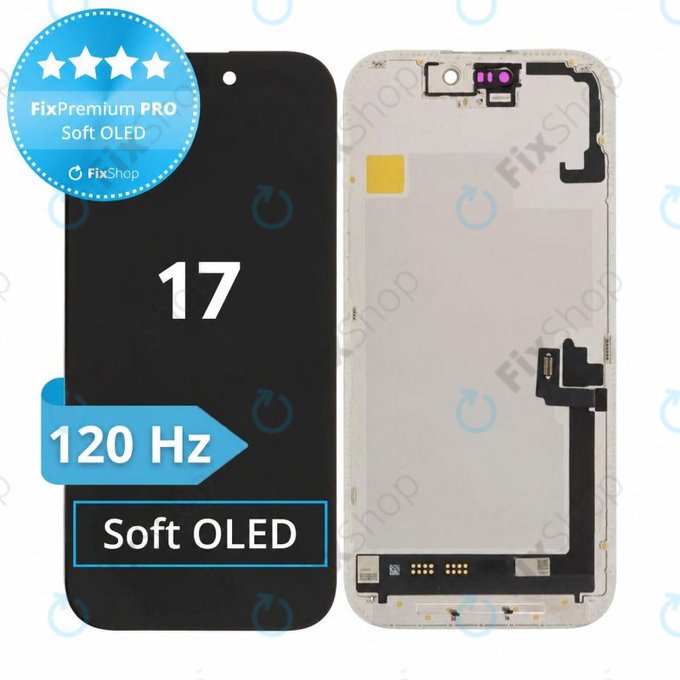 Display Soft OLED 120Hz für iPhone 17, Touchscreen-Glas mit Rahmen, FixPremium PRO