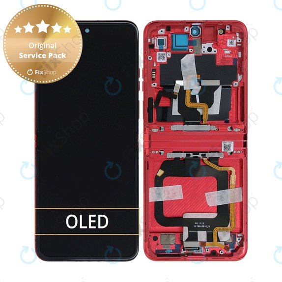 Motorola Razr 40 Ultra - LCD Display + Touchscreen Front Glas + Rahmen (Viva Magenta) - 5D68C22598 Genuine Service Pack