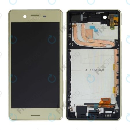 Sony Xperia X Performance F8131, F8132 - LCD Display + Touchscreen front Glas + Rahmen (Gelb) - 1302-3693