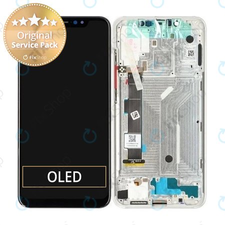 Xiaomi Mi 8 - LCD Display + Touchscreen Front Glas + Rahmen (Silver) - 560310020033, 560310002033 Genuine Service Pack